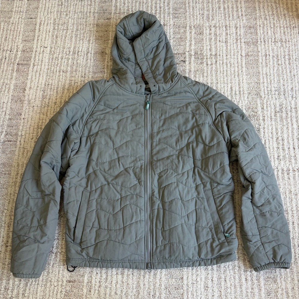 Wellen Quilted Puffer Jacket Sage Green Hooded Full Zip Mens Large